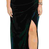 Betsy & Adam Women's Plus Ruched Velvet Gown Green Size 14W