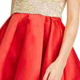 B Darlin Junior's Off The Shoulder Embroidered & Satin Dress Red