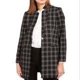 Calvin Klein Women's Plaid Button Topper Jacket Black Size 2