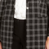 Calvin Klein Women's Plaid Button Topper Jacket Black Size 2