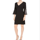 Vince Camuto Women's Sequined Sleeve Shift Dress Black Size 4