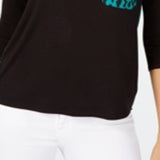 Thalia Sodi Women's Patch Pocket 3/4 Sleeve Top Black Size Medium