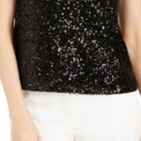 Calvin Klein Women's Sequin Mock Neck Keyhole Top Black Size Small