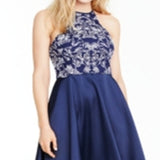 Speechless Junior's Glitter Halter High Low Dress Blue Size 9