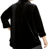 Charter Club Women's Plus Button Front Velvet Top Black Size 1X