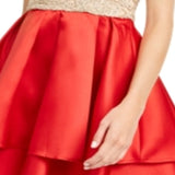 B Darlin Junior's Off The Shoulder Embroidered & Satin Dress Red