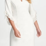 DKNY Women's Bell Sleeve Above the Knee Sheath Dress White Size 12