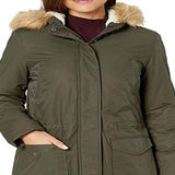 Levi's Women's Coated Cotton Parka with Sherpa and Faux Hood Green Size XS