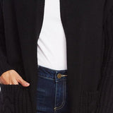 Vince Camuto Women's Mixed Knit Open Front Cardigan Sweater Black Size XS