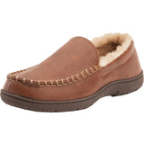 Weatherproof Vintage Men's Loafer Slippers Faux Leather Slip on Brown Size Large