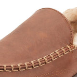Weatherproof Vintage Men's Loafer Slippers Faux Leather Slip on Brown Size Large