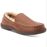 Weatherproof Vintage Men's Loafer Slippers Faux Leather Slip on Brown Size Large