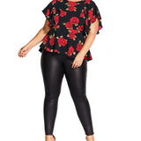 City Chic Women's Plus Rose Liason Top Black Size 18W