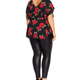 City Chic Women's Plus Rose Liason Top Black Size 18W