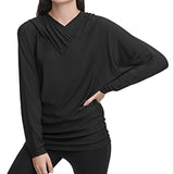 DKNY Women's Draped Dolman Sleeve Hoodie Sweater Black Size Medium
