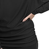 DKNY Women's Draped Dolman Sleeve Hoodie Sweater Black Size Medium