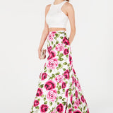 B Darlin Junior's 2 Pc Lace Floral Print Gown Pink Size 11/12