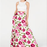 B Darlin Junior's 2 Pc Lace Floral Print Gown Pink Size 11/12