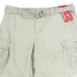 Unionbay Men's Belted Mid Rise Flat Front Cargo Shorts Beige Size 34