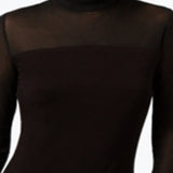 INC International Concepts Women's Mock Turtleneck Mesh Inset Fitted Top Black Size Large