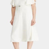 Ralph Lauren Women's Casual Belted Cutout Crepe Sheath Dress White Size 10