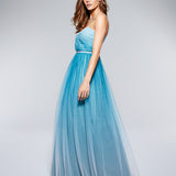 Teeze Me Junior's Open Lattice Back Ombre Gown Blue Size 5