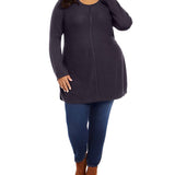 Style & Co Women's Plus Seam Front Tunic Sweater Black Size 3X