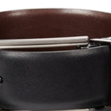 Perry Ellis Men's Tone Matte and Shine Buckle Reversible Belt Black Size 42