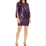 Trina Turk Women's Gia Sequined Sheath Dress Purple Size 12