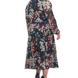 Tommy Hilfiger Women's Long Sleeve MIDI Dress Black Size 22W