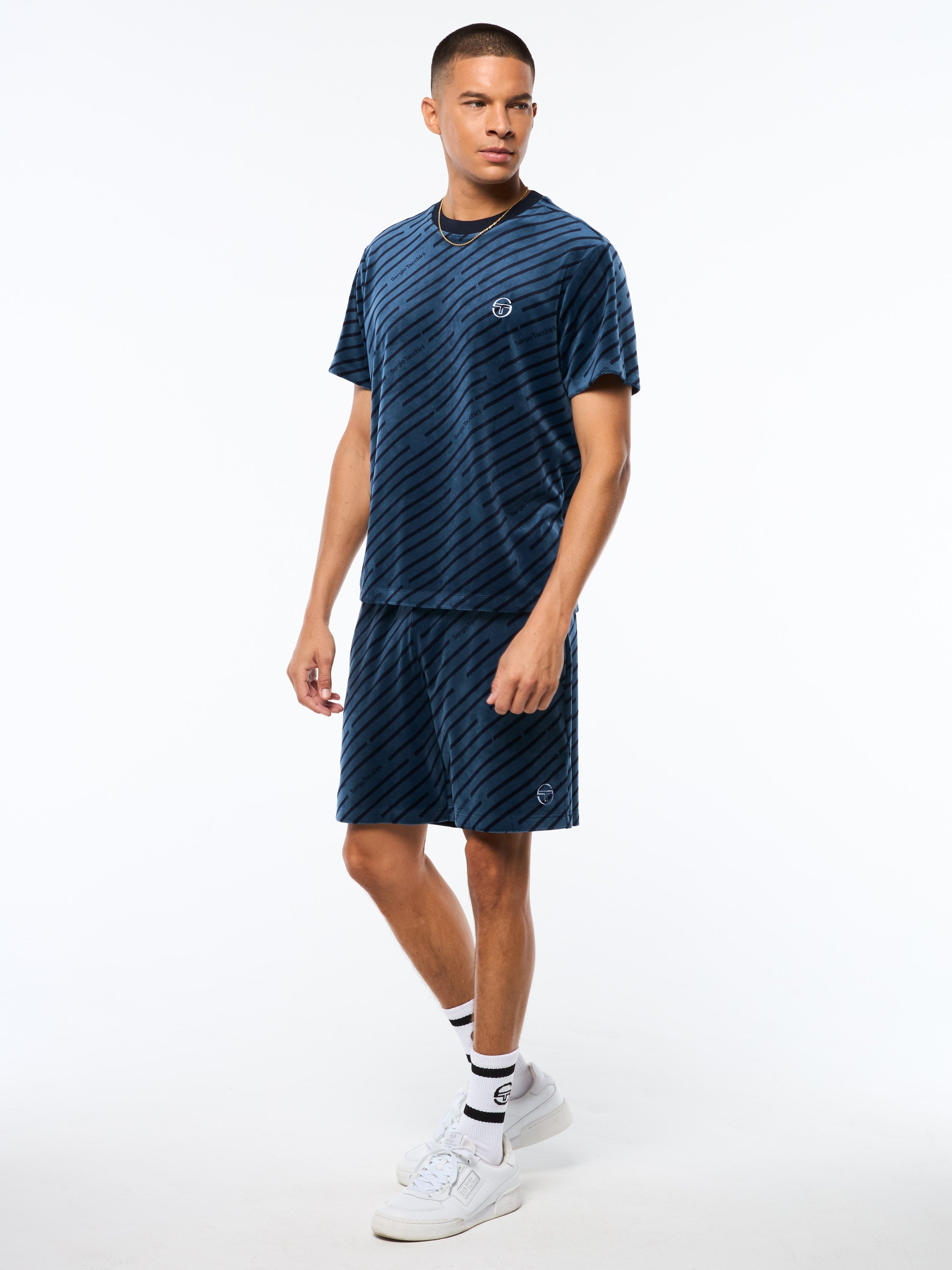 Obliquo Velour T-Shirt in Key Largo