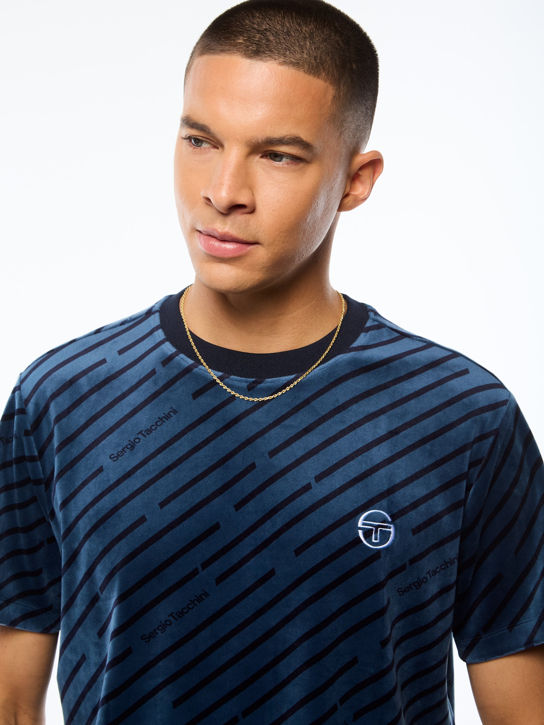 Obliquo Velour T-Shirt in Key Largo