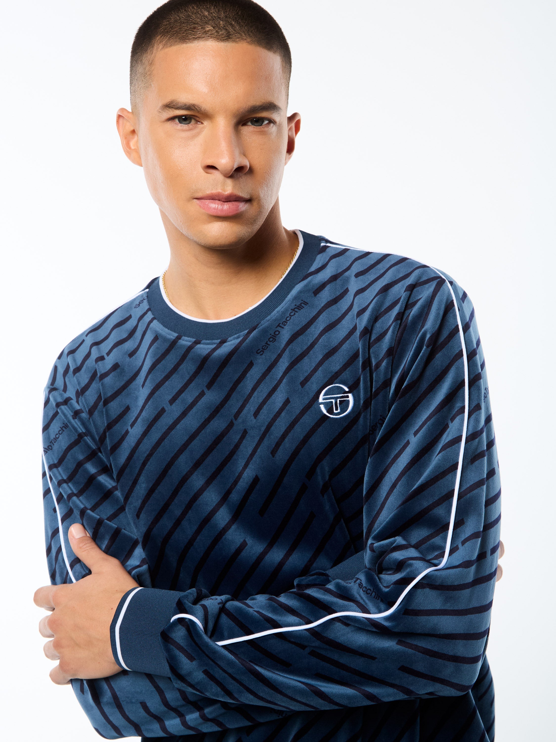 Obliquo Velour Crewneck-key Largo