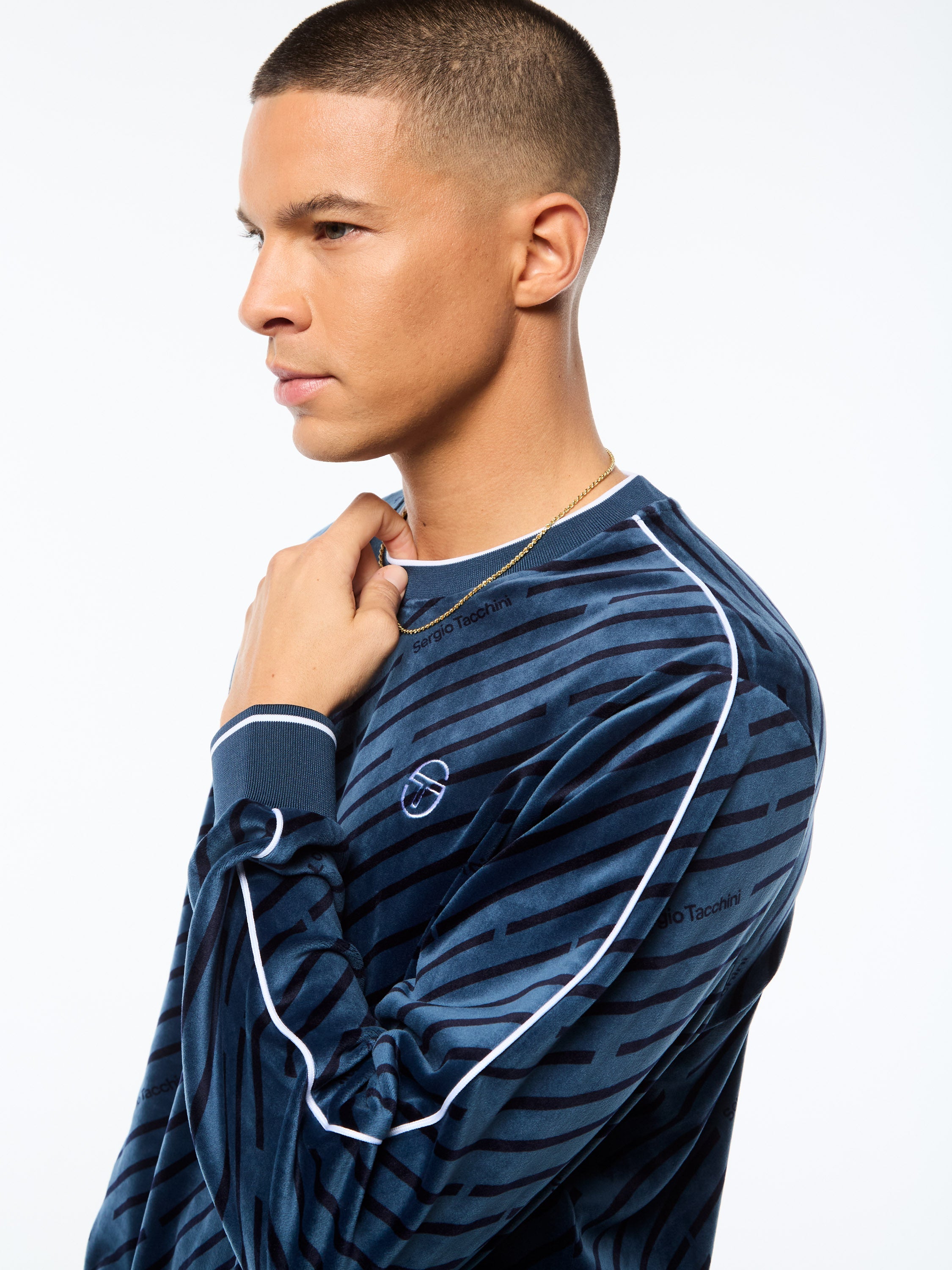 Obliquo Velour Crewneck-key Largo