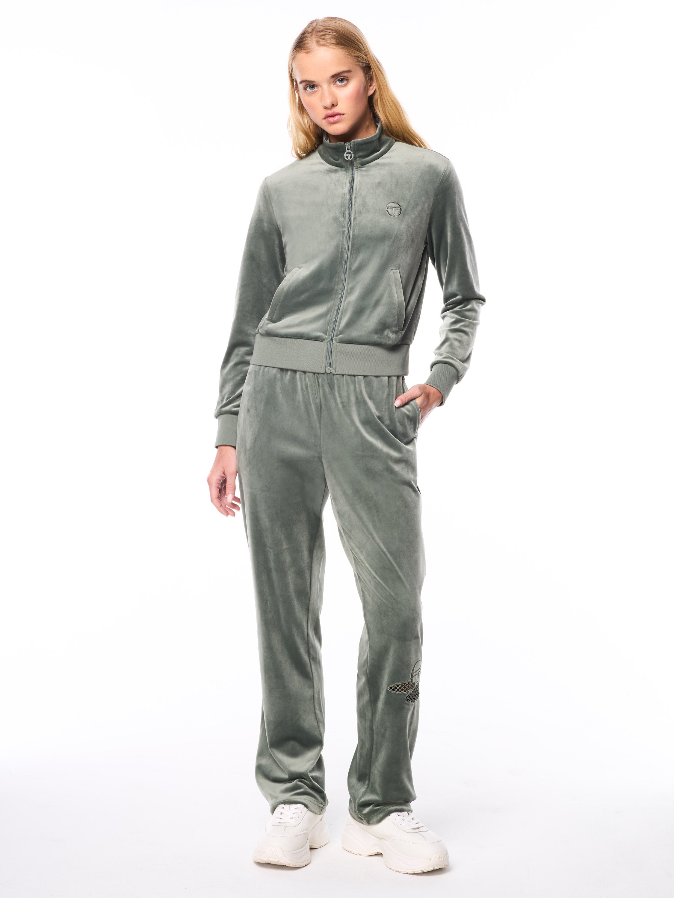 Nuvola Velour Track Jacket-agave Green