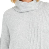 Style & Co Women's Mixed Stitch Ribbed Turtleneck Tunic Sweater Gray Size XX-Large