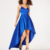 B. Darlin Women's Above the Knee Hi Lo Formal Dress Blue Size 7/8