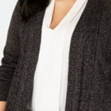 Karen Scott Women's Plus Marled Open Front Cardigan Sweater Black ASH Size 3X