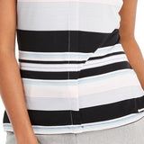 Calvin Klein Women's Striped V-Neck Blouse Charcoal Size Large