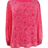 Alfani Women's Floral Print Pleat Sleeve Top Pink Size Petite Small