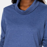 Karen Scott Women's Heathered Cowl Neck Long Sleeve Shirt Top Blue Size Small