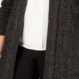 Karen Scott Women's Plus Pointelle Open Front Cardigan Black Size 0X