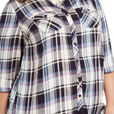 Style & Co Plus Size Plaid Utility Shirt  Navy Size 0X