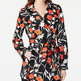 Calvin Klein Women's Printed Belted Jacket Red Size 2