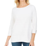 Karen Scott Women's Ribbed 3/4 Sleeve Sweater White Size X-Large
