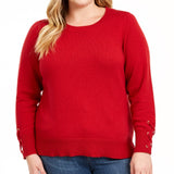 Michael Kors Women's Plus Lace Up Sleeves Ribbed Trim Sweater Red Size0X