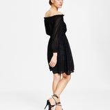 Bar III Women's Metallic Knee Length Cocktail and Party Dress Black Size X-Small