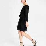 Bar III Women's Metallic Knee Length Cocktail and Party Dress Black Size X-Small