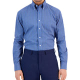 Club Room Men's Regular Fit Ditto Plaid Dress Shirt Blue Size 14X32X33