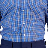 Club Room Men's Regular Fit Ditto Plaid Dress Shirt Blue Size 14X32X33